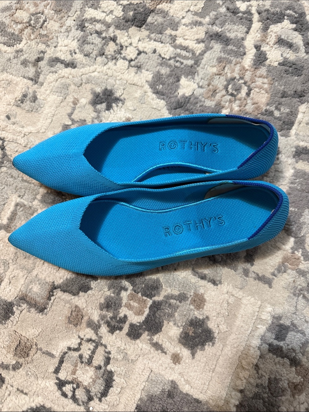Rothy's Pointed Knit Flat in Blue